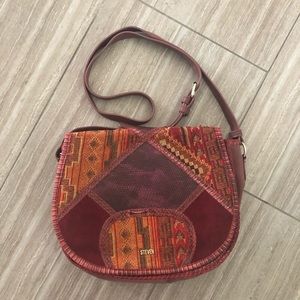 Maroon leather purse